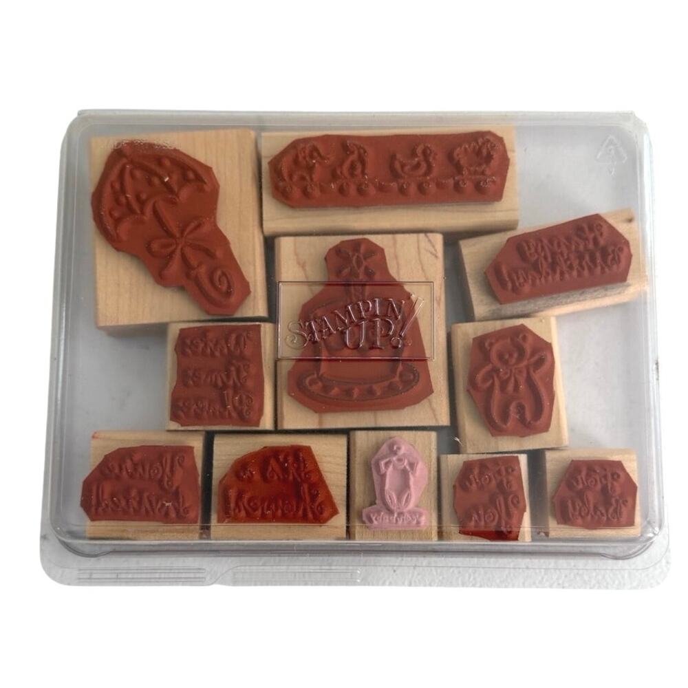 Stampin’ Up wooden stamps set of 11 “announcements” - Picture 3 of 5